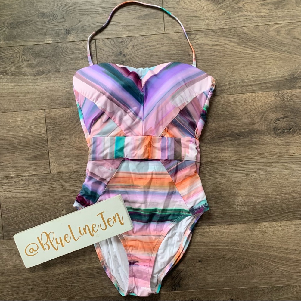 La Blanca Ocean Tides Bandeau One Piece NWOT